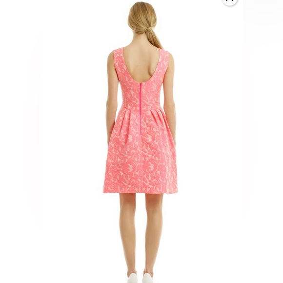 Pink Tartan Willow Kelly Sleeveless Dress 4 Coral neon pink Floral Jacquard - Picture 3 of 15